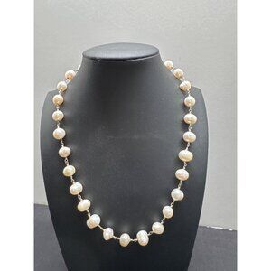 Freshwater Pearl Necklace With Sterling Silver Chain For Women Elegant Jewelry F